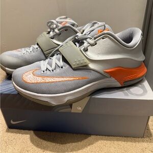 Nike KD VII Gray and Orange Sneakers